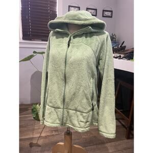 Black Diamnond Lime Green Hooded Fuzzy Fleece Jacket Full Zip Pockets Chartreuse